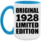 96th Birthday Original 1928 Limited Edition - 15oz Accent Mug Blue