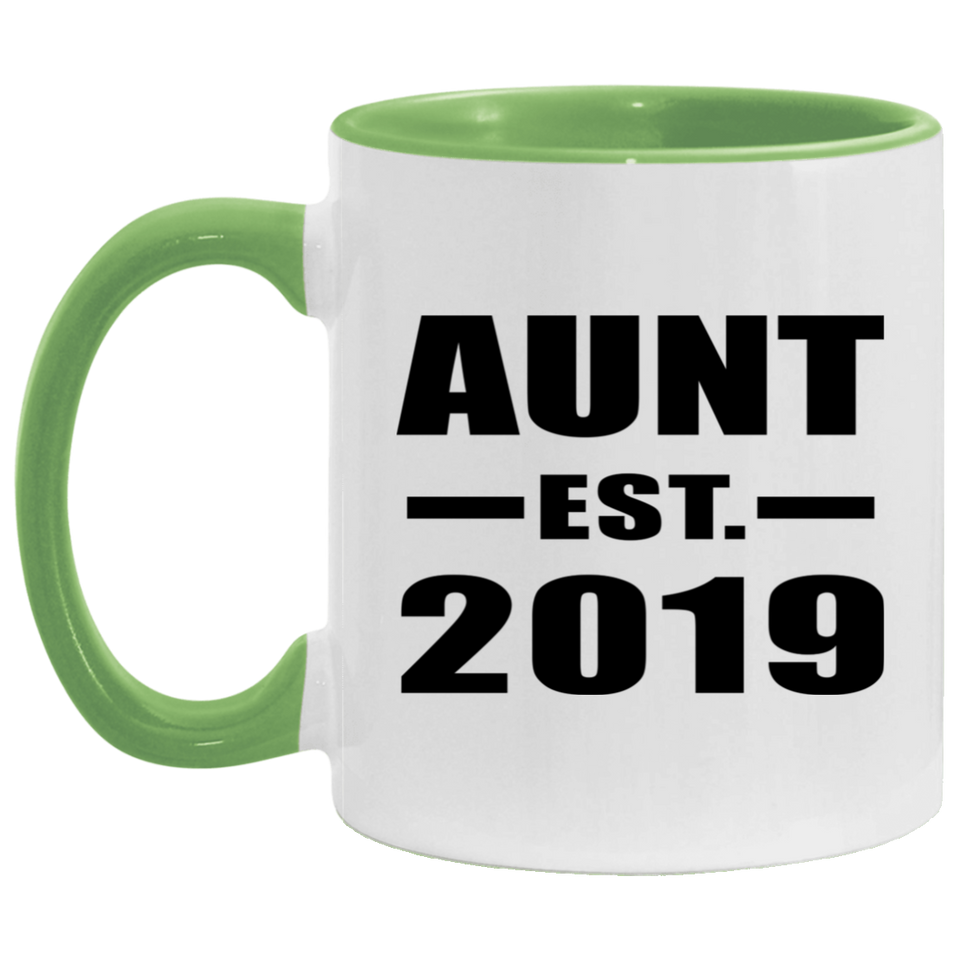 Aunt Established EST. 2019 - 11oz Accent Mug Green