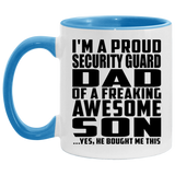 Proud Security Guard Dad Of Awesome Son - 11oz Accent Mug Blue