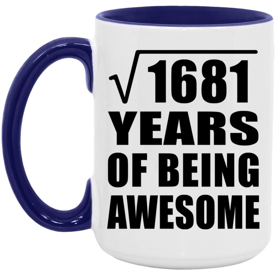 41st Birthday Square Root of 1681 Years of Being Awesome - 15oz Accent Mug Purple