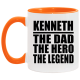 Kenneth The Dad The Hero The Legend - 11oz Accent Mug Orange