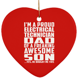 Proud Electrical Technician Dad Of Awesome Son - Heart Ornament