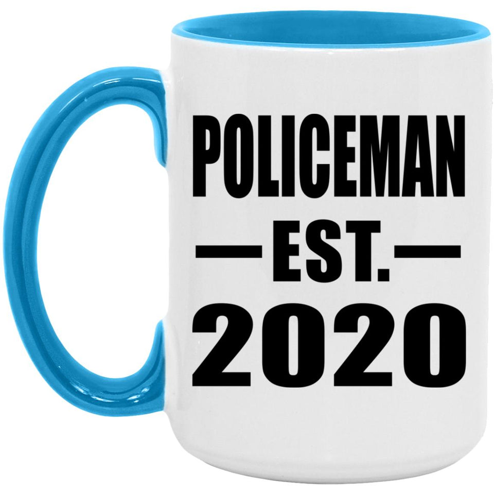 Policeman Established EST. 2020 - 15oz Accent Mug Blue