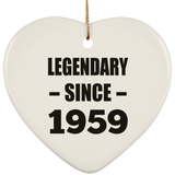 65th Birthday Legendary Since 1959 - Heart Ornament