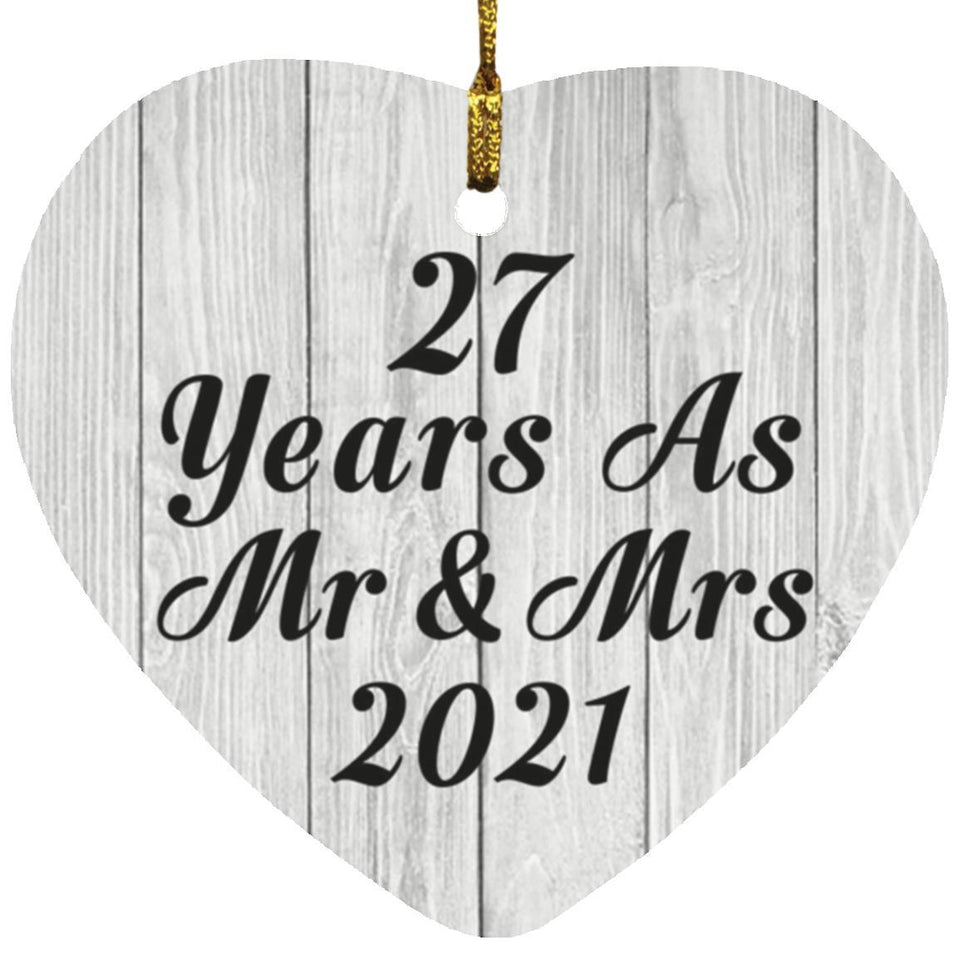 27th Anniversary 27 Years As Mr & Mrs 2021 - Heart Ornament F
