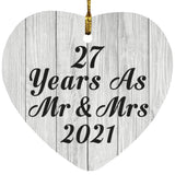 27th Anniversary 27 Years As Mr & Mrs 2021 - Heart Ornament F