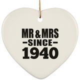 84th Anniversary Mr & Mrs Since 1940 - Heart Ornament