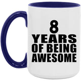 8th Birthday 8 Years Of Being Awesome - 15oz Accent Mug Purple