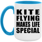 Kite Flying Makes Life Special - 15oz Accent Mug Blue