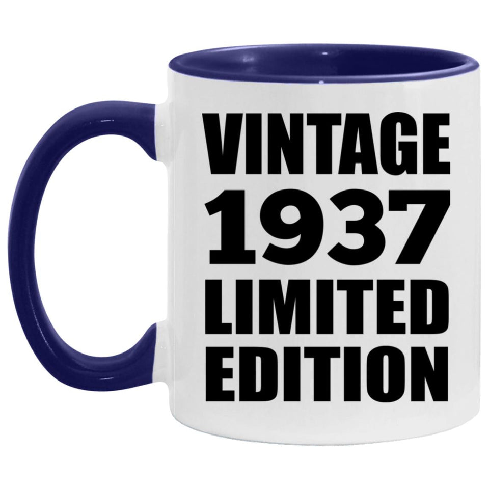 87th Birthday Vintage 1937 Limited Edition - 11oz Accent Mug Purple
