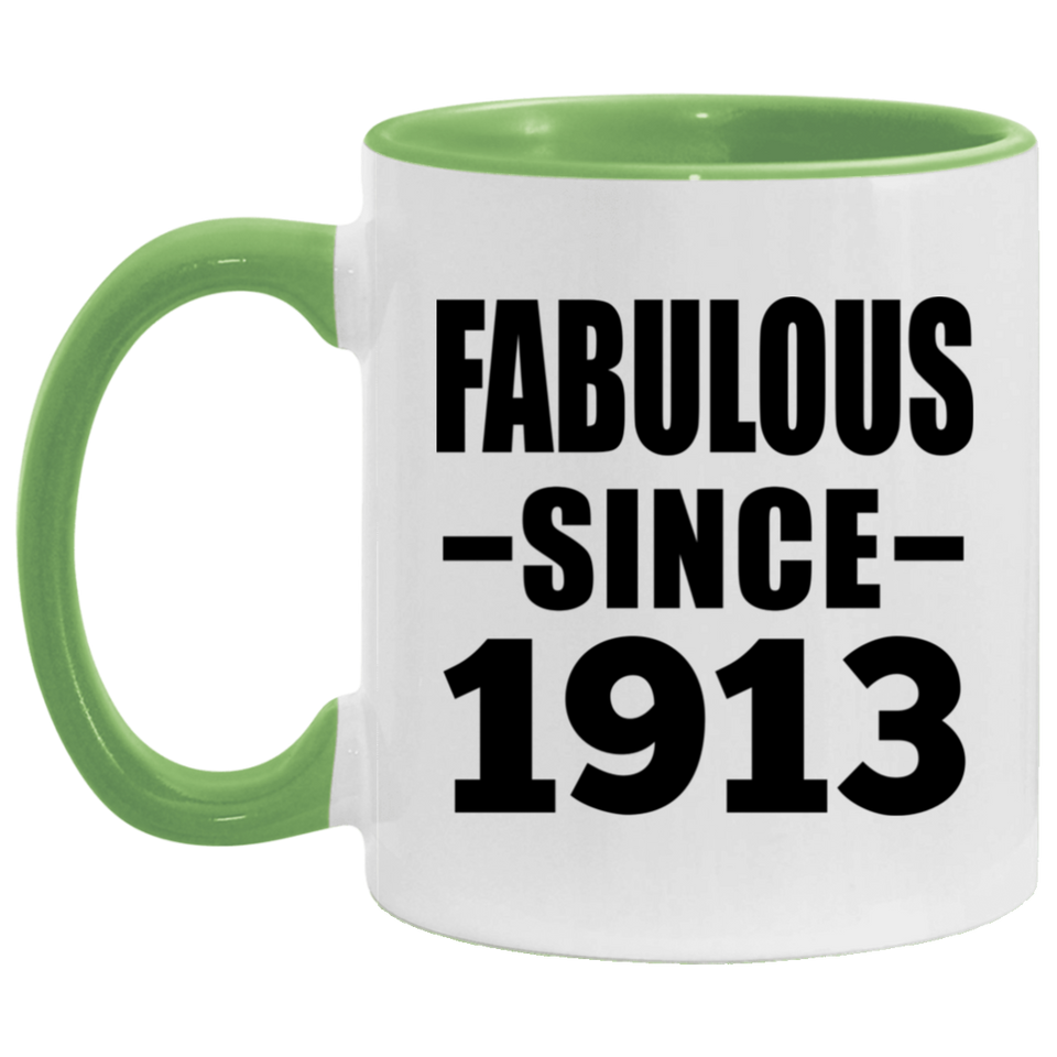 111th Birthday Fabulous Since 1913 - 11oz Accent Mug Green