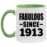 111th Birthday Fabulous Since 1913 - 11oz Accent Mug Green