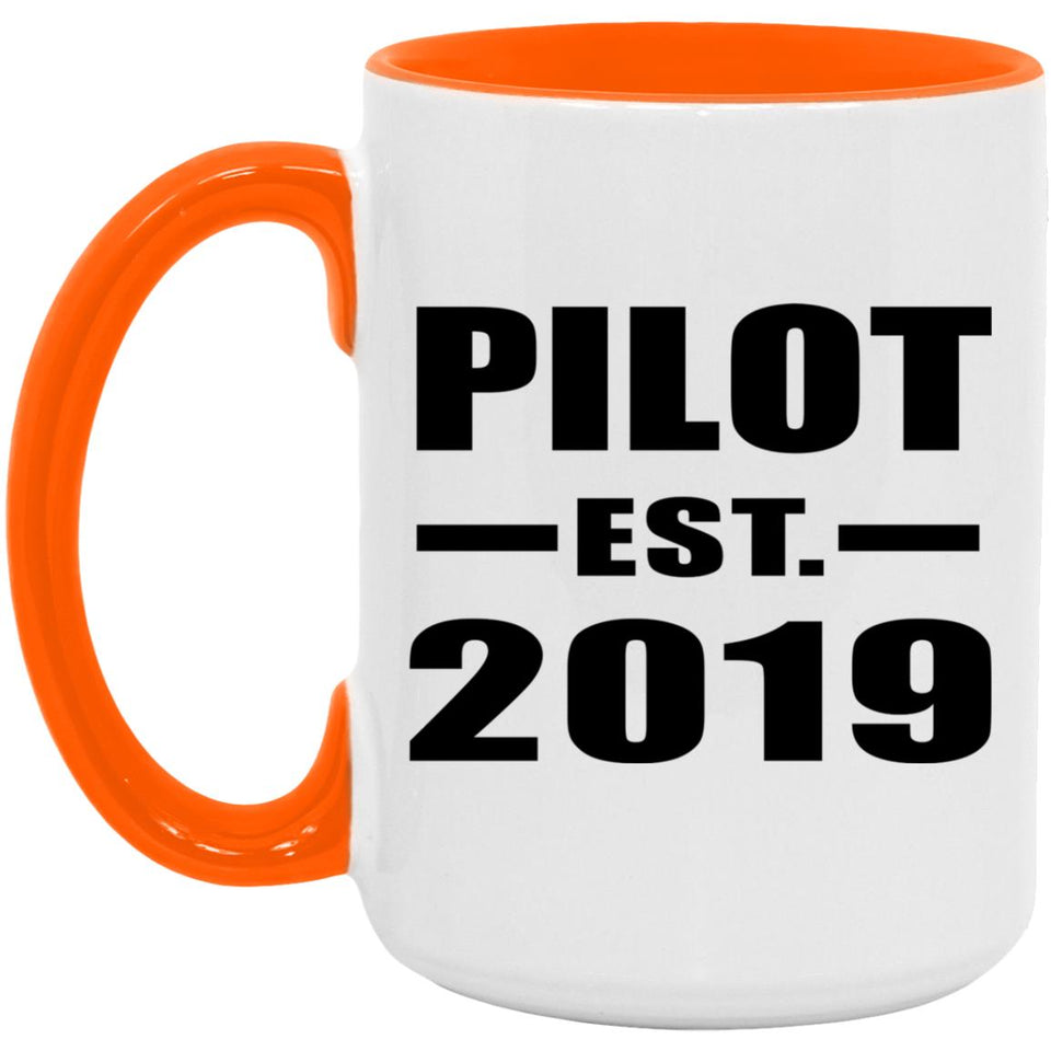 Pilot Established EST. 2019 - 15oz Accent Mug Orange