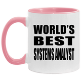 World's Best Systems Analyst - 11oz Accent Mug Pink