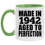 82nd Birthday Made In 1942 Aged to Perfection - 11oz Accent Mug Green
