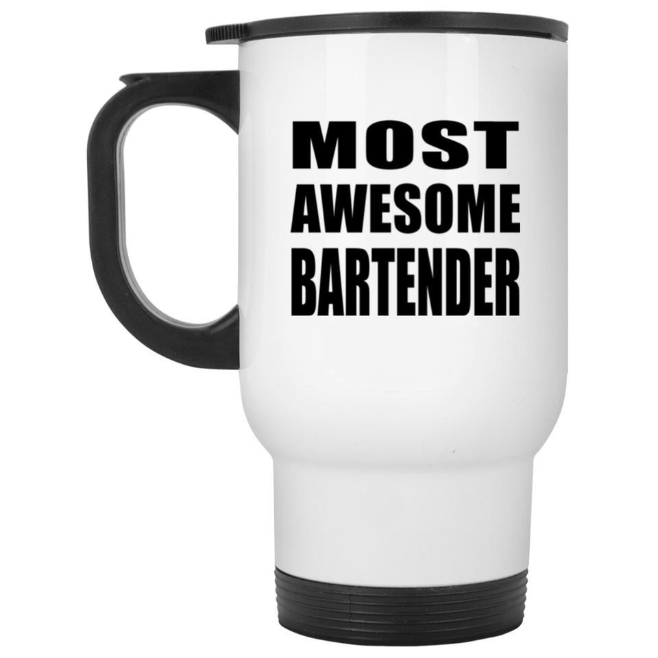 Most Awesome Bartender - White Travel Mug