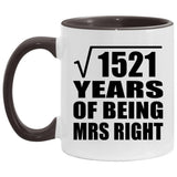 39th Anniversary Square Root of 1521 Years of Being Mrs Right - 11oz Accent Mug Black