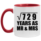 27th Anniversary Square Root of 729 Years As Mr & Mrs - 11oz Accent Mug Red