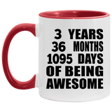 3rd Birthday 3 Years 36 Months 1095 Days Of Awesome - 11oz Accent Mug Red