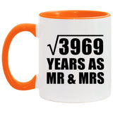 63rd Anniversary Square Root of 3969 Years As Mr & Mrs - 11oz Accent Mug Orange