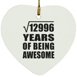 114th Birthday Square Root of 12996 Years of Being Awesome - Heart Ornament