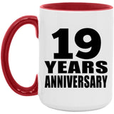 19th Anniversary 19 Years - 15oz Accent Mug Red
