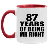 87th Anniversary 87 Years Of Being Mr Right - 11oz Accent Mug Red