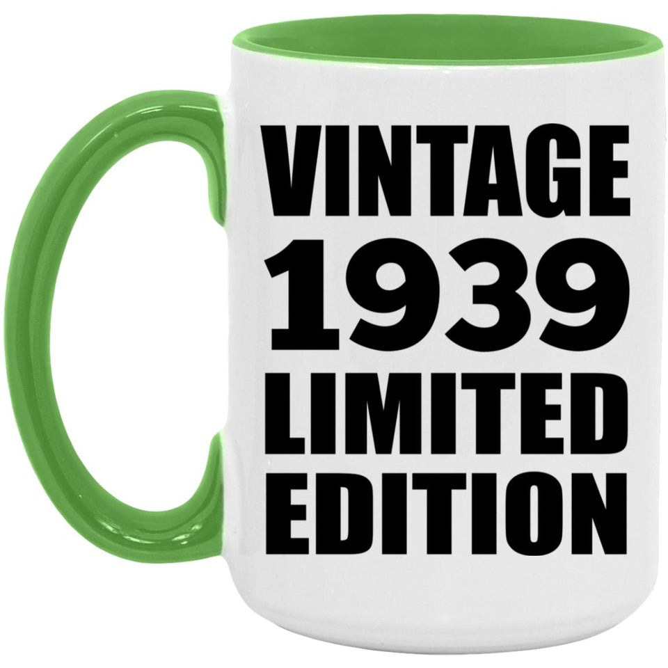 85th Birthday Vintage 1939 Limited Edition - 15oz Accent Mug Green