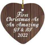 First Christmas As An Amazing Gf & Bf 2022 - Heart Ornament D