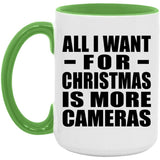 All I Want For Christmas Is More Cameras - 15oz Accent Mug Green