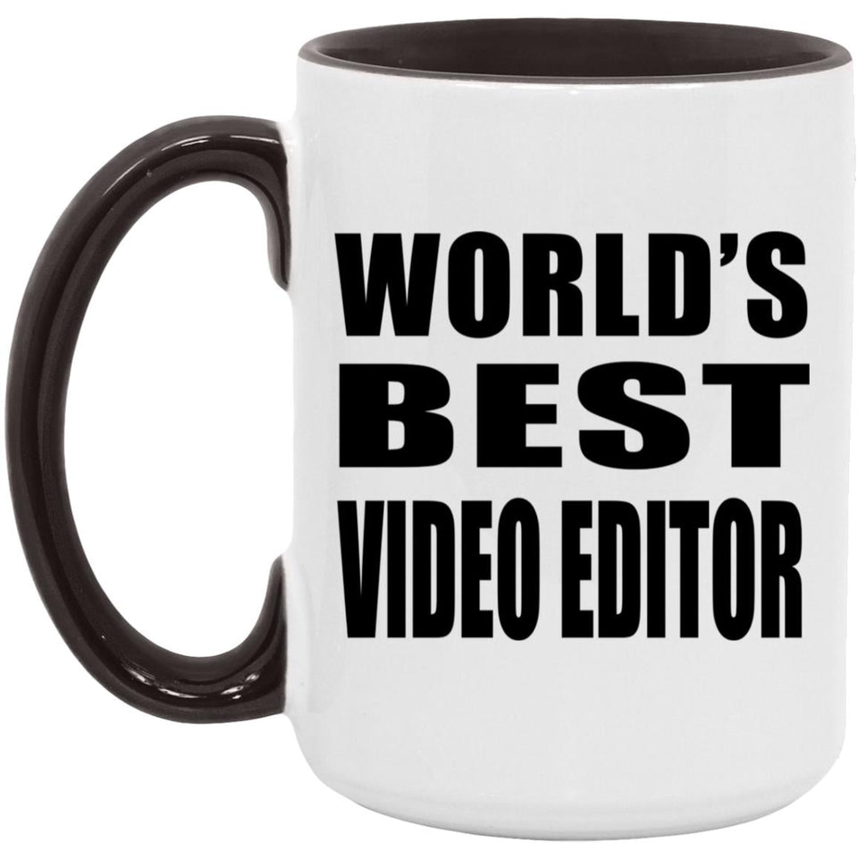 World's Best Video Editor - 15oz Accent Mug Black