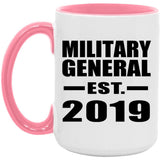 Military General Established EST. 2019 - 15oz Accent Mug Pink