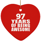 97th Birthday 97 Years Of Being Awesome - Heart Ornament