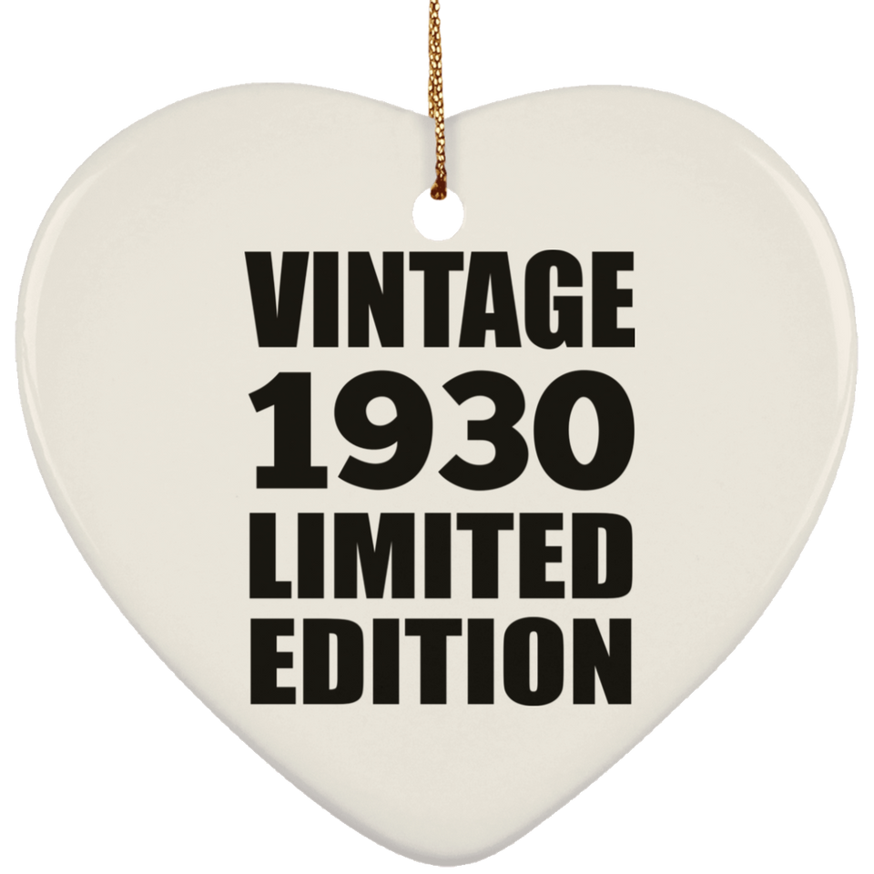 94th Birthday Vintage 1930 Limited Edition - Heart Ornament