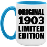 121st Birthday Original 1903 Limited Edition - 15oz Accent Mug Blue