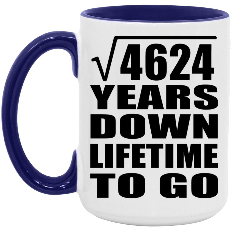 68th Anniversary Square Root of 4624 Years Lifetime To Go - 15oz Accent Mug Purple