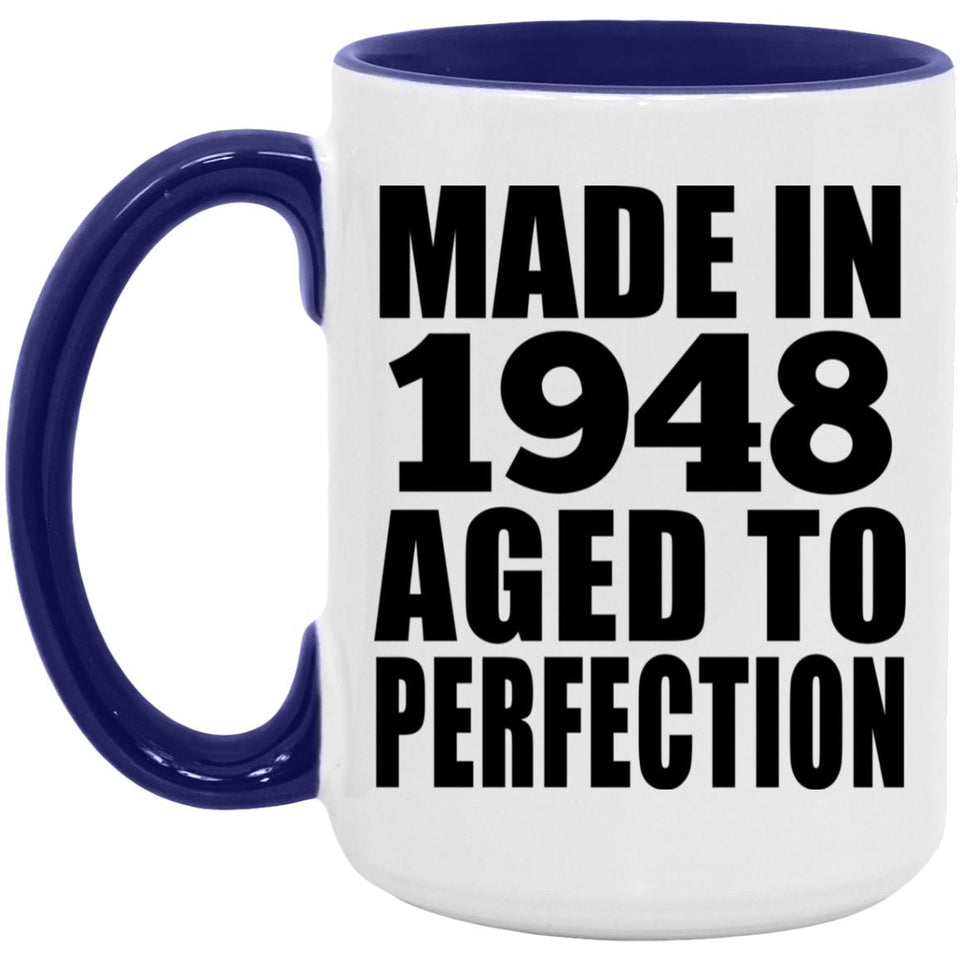 76th Birthday Made In 1948 Aged to Perfection - 15oz Accent Mug Purple