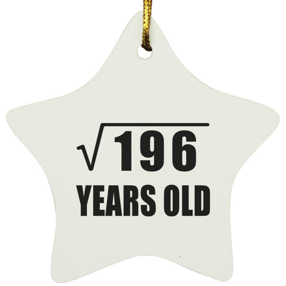 14th Birthday Square Root of 196 Years Old - Star Ornament