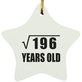 14th Birthday Square Root of 196 Years Old - Star Ornament