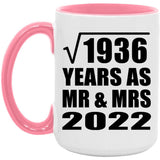 44th Anniversary Square Root of 1936 Years As Mr & Mrs 2022 - 15oz Accent Mug Pink