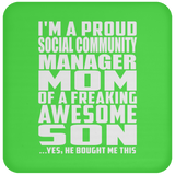 Proud Social Community Manager Mom Of Awesome Son - Drink Coaster