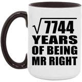 88th Anniversary Square Root of 7744 Years of Being Mr Right - 15oz Accent Mug Black