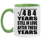 22nd Anniversary Square Root of 484 Years Still In Love - 11oz Accent Mug Green