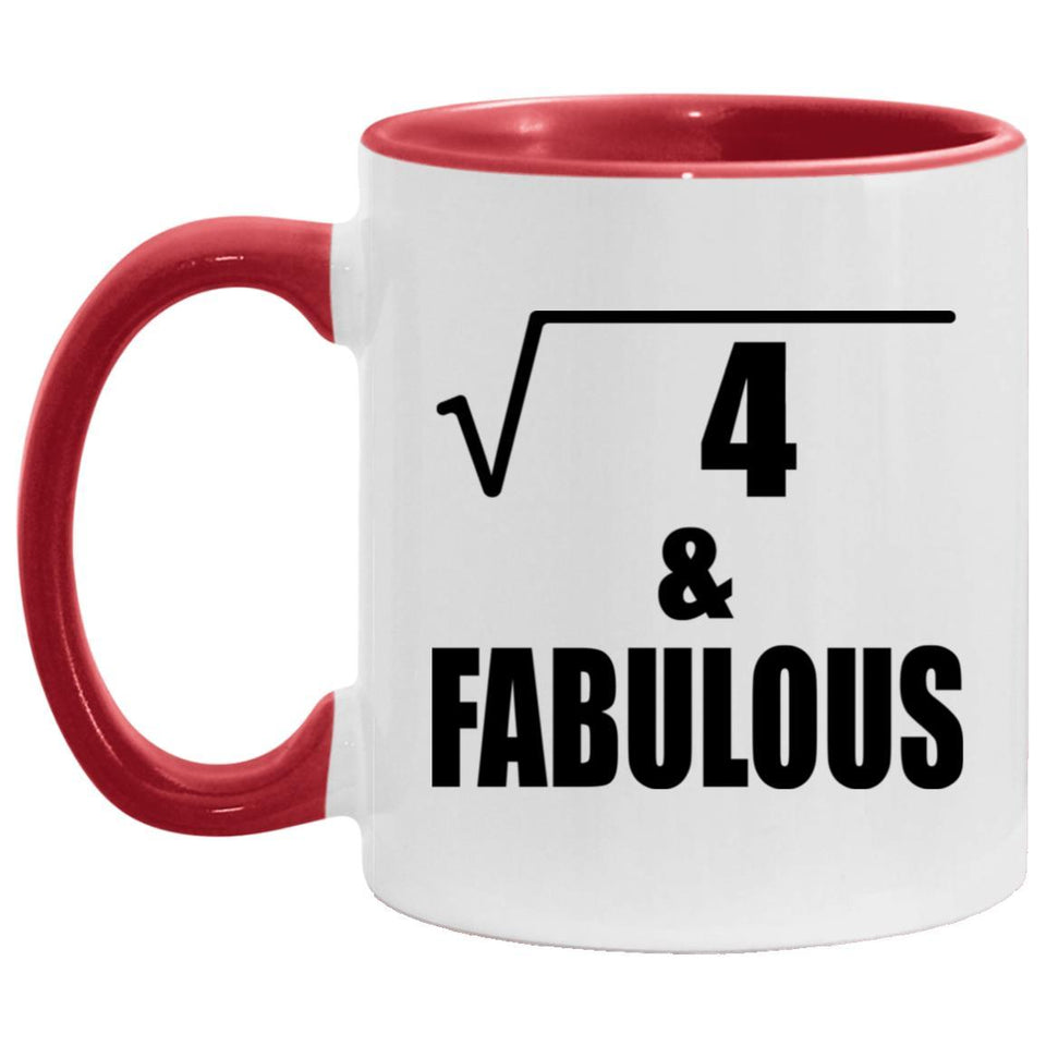 2nd Birthday Square Root of 4 & Fabulous - 11oz Accent Mug Red