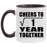 1st Anniversary Cheers To  Square Root of 1 Year Together - 11oz Accent Mug Black