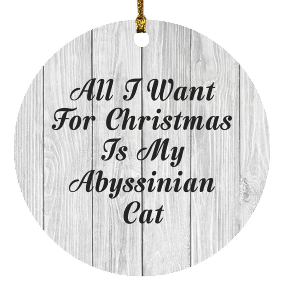 All I Want For Christmas Is My Abyssinian Cat - Circle Ornament F