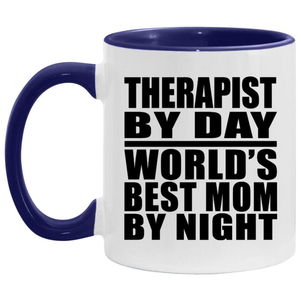 Therapist By Day World's Best Mom By Night - 11oz Accent Mug Purple