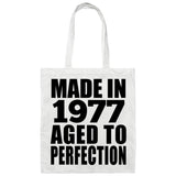 47th Birthday Made In 1977 Aged to Perfection - Tote Bag White