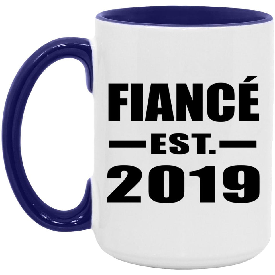 Fiance Established EST. 2019 - 15oz Accent Mug Purple