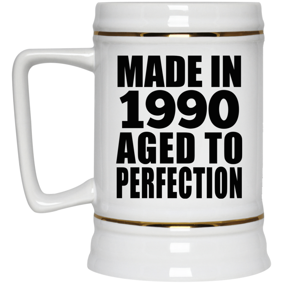 34th Birthday Made In 1990 Aged to Perfection - Beer Stein